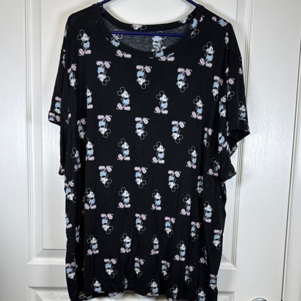 Disney Mickey Mouse Black Printed Short Sleeve Shirt Size 3X EUC #2974
